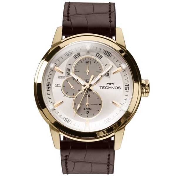 Relógio Masculino Technos Grandtech Dourado Couro 50m