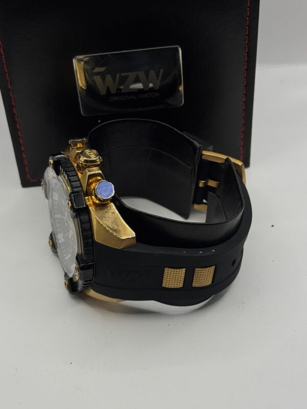 Relogio Wzw7245 Preto Dourado Cronografo Puls Silicone Nf