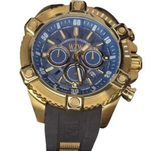 Relogio Wzw7251 Preto Dourado Fundo Azul Cronografo Silic