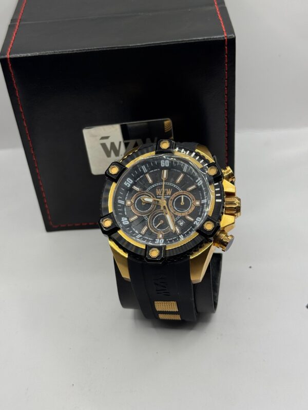 Relogio Wzw7245 Preto Dourado Cronografo Puls Silicone Nf - Image 2