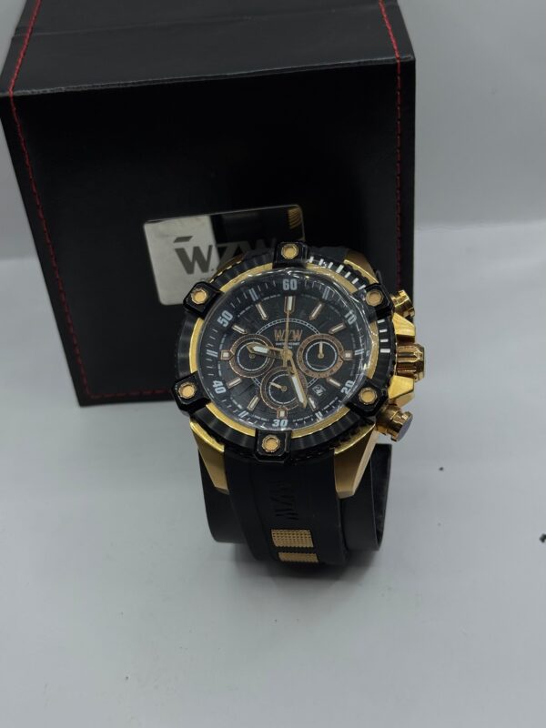 Relogio Wzw7245 Preto Dourado Cronografo Puls Silicone Nf - Image 3