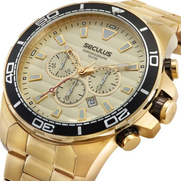 Relógio Masculino Seculus Cronógrafo 44076Gpsvda4 Dourado - Image 2