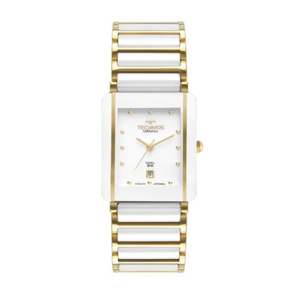 Relógio Technos Ceramic Saphire Branco/Dourado Feminino Gn10