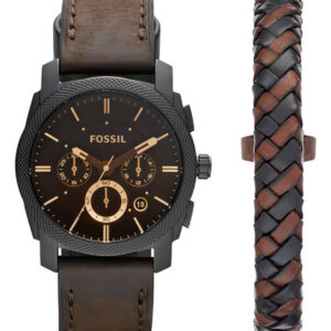 Relógio Masculino Fossil Machine Com Bracelete De Couro
