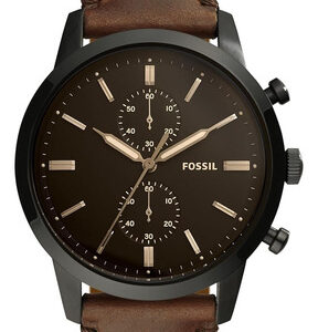 Relógio Masculino Fossil Analógico Couro Townsman Fs54370mn Marrom Preto Marrom-escuro