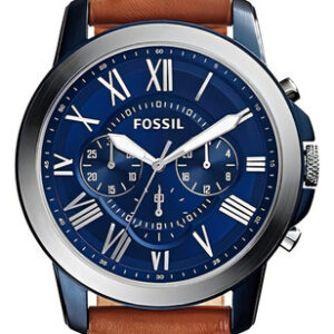 Relógio Para Homem Fossil Grant Blue Fs5151/0an Com Bracelete Marrom