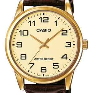 Relogio Casio Masculino Collection Couro Mtp-v001gl-9budf Cor Da Correia Marrom