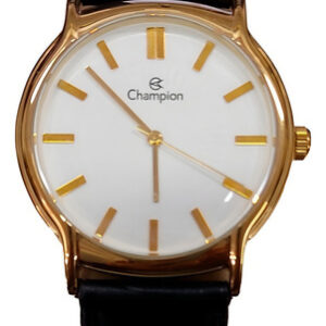 Relógio Feminino Dourado Champion Ch22680w Couro Preto