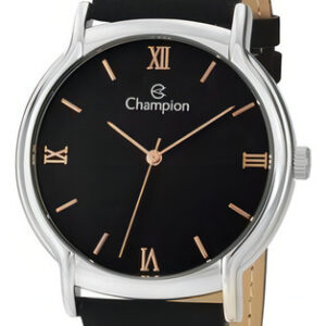 Relogio Champion Feminino Prata Grande Pulseira Couro