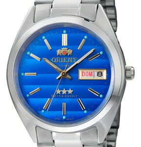 Relógio Orient Masculino Automático Prata 469wa3f-a1sx Bisel Prateado Fundo Azul