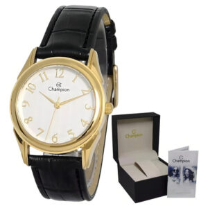 Relogio Champion Feminino Dourado Couro Social Original
